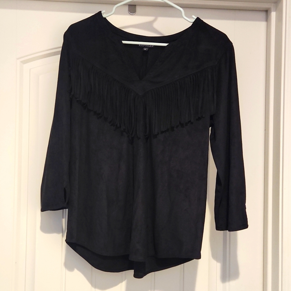 EXPRESS Suade fringe blouse